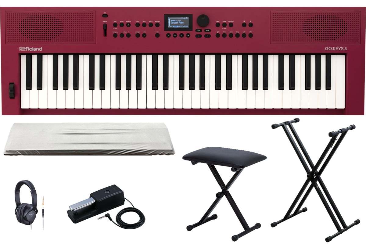 Roland GOKEYS3-RD [スタンド＆キーボードベンチ、ダストカバーセット！] (GO:KEYS 3) ダークレッド Digital Keybo