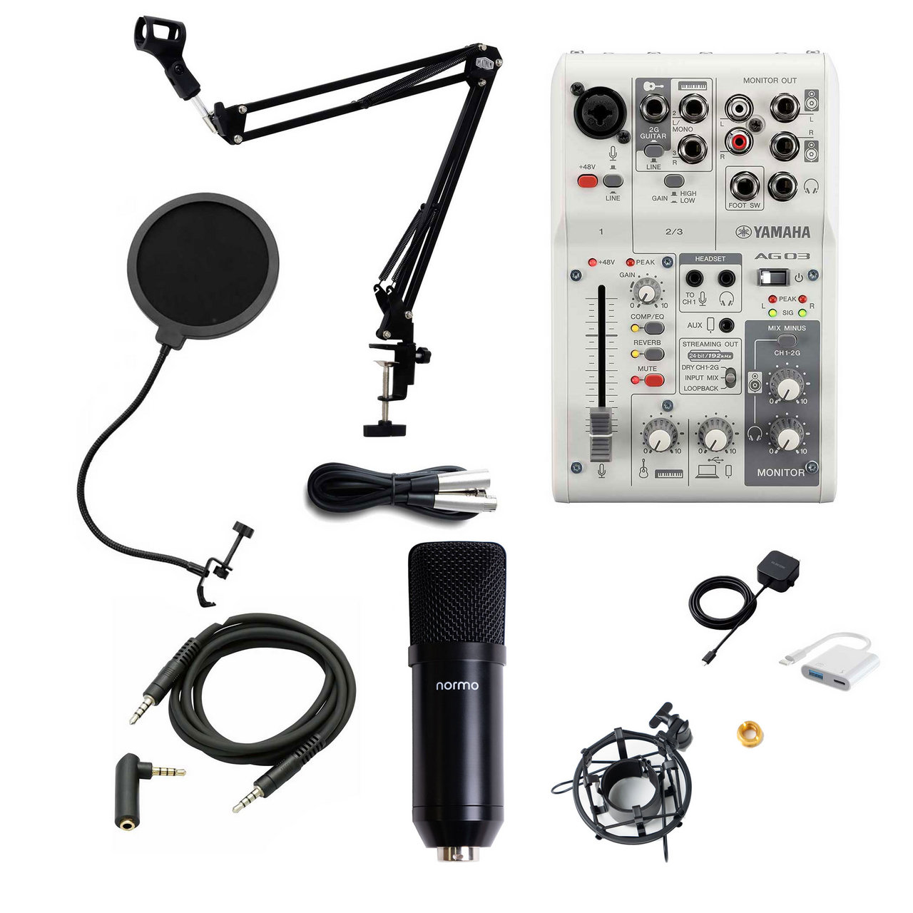 YAMAHA AG03MK2 iPhone配信セット AG03白×スタンド黒 iPhone14以前