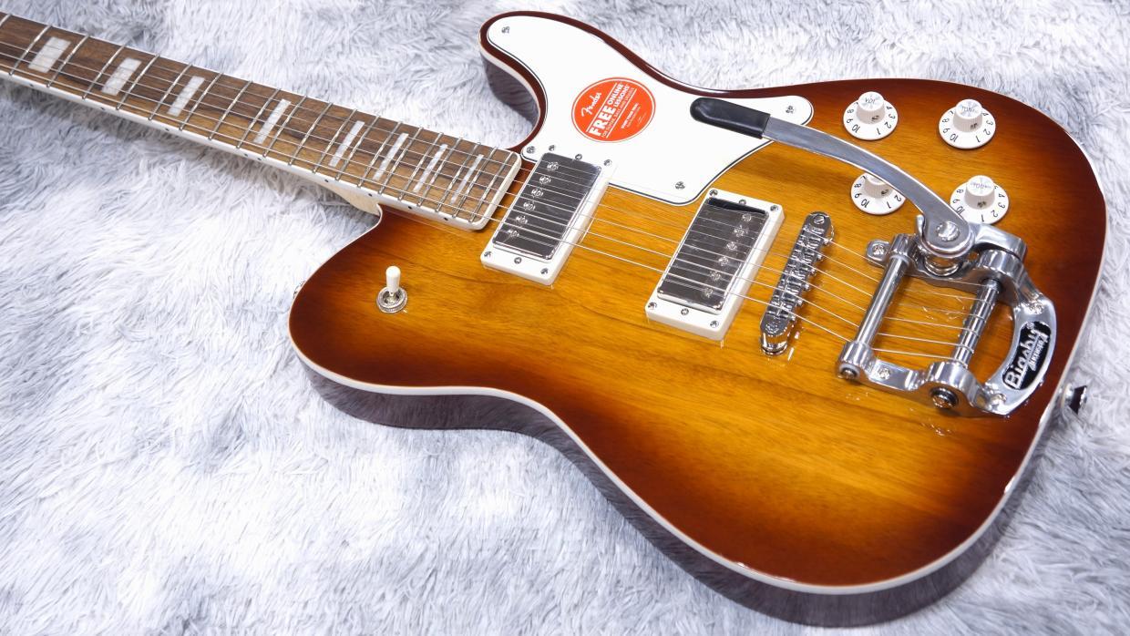 Squier by Fender Paranormal Troublemaker Telecaster Deluxe Bigsby, Parchment Pickguard, Honey Sunburst 사진 3