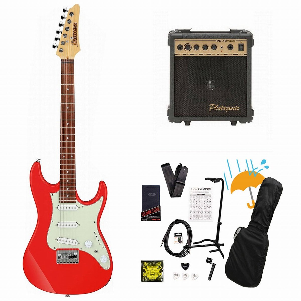 エレキギターとアンプ Ibanez AZ Essentials AZES31-VM (Vermilion) PG-10アンプ付属