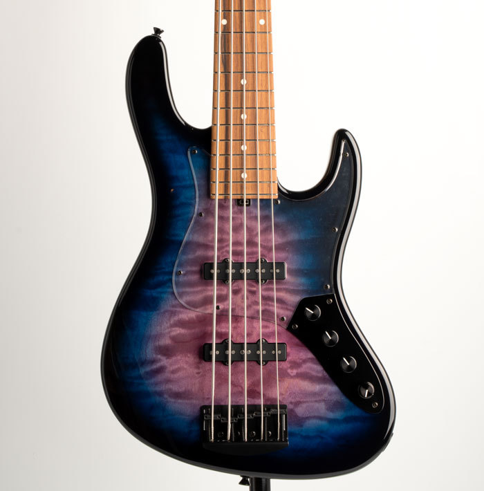 Kikuchi Guitars Custom Bass 5st Quilt Maple Top Purple Blue Burst