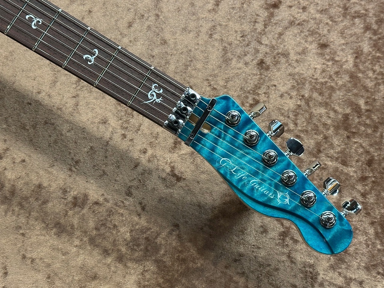 G-Life Guitars Cross Edge Quilt Top / Honduras Mahogany Back -Aqua