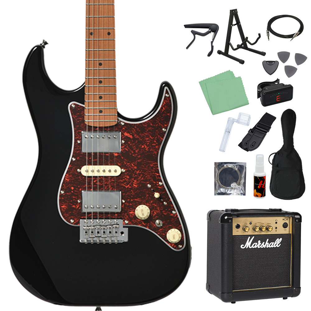 Bacchus GS-4DX RSM/M BLK エレキギター初心者14点セット