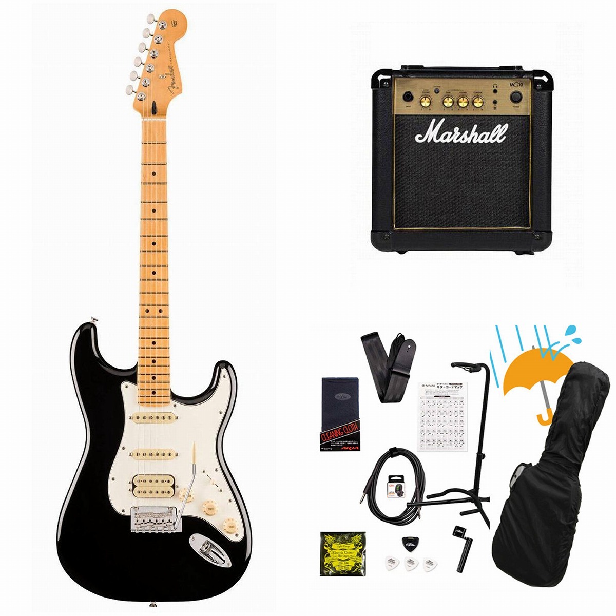 Fender Player II Stratocaster HSS Maple FB Black Marshall MG10 
