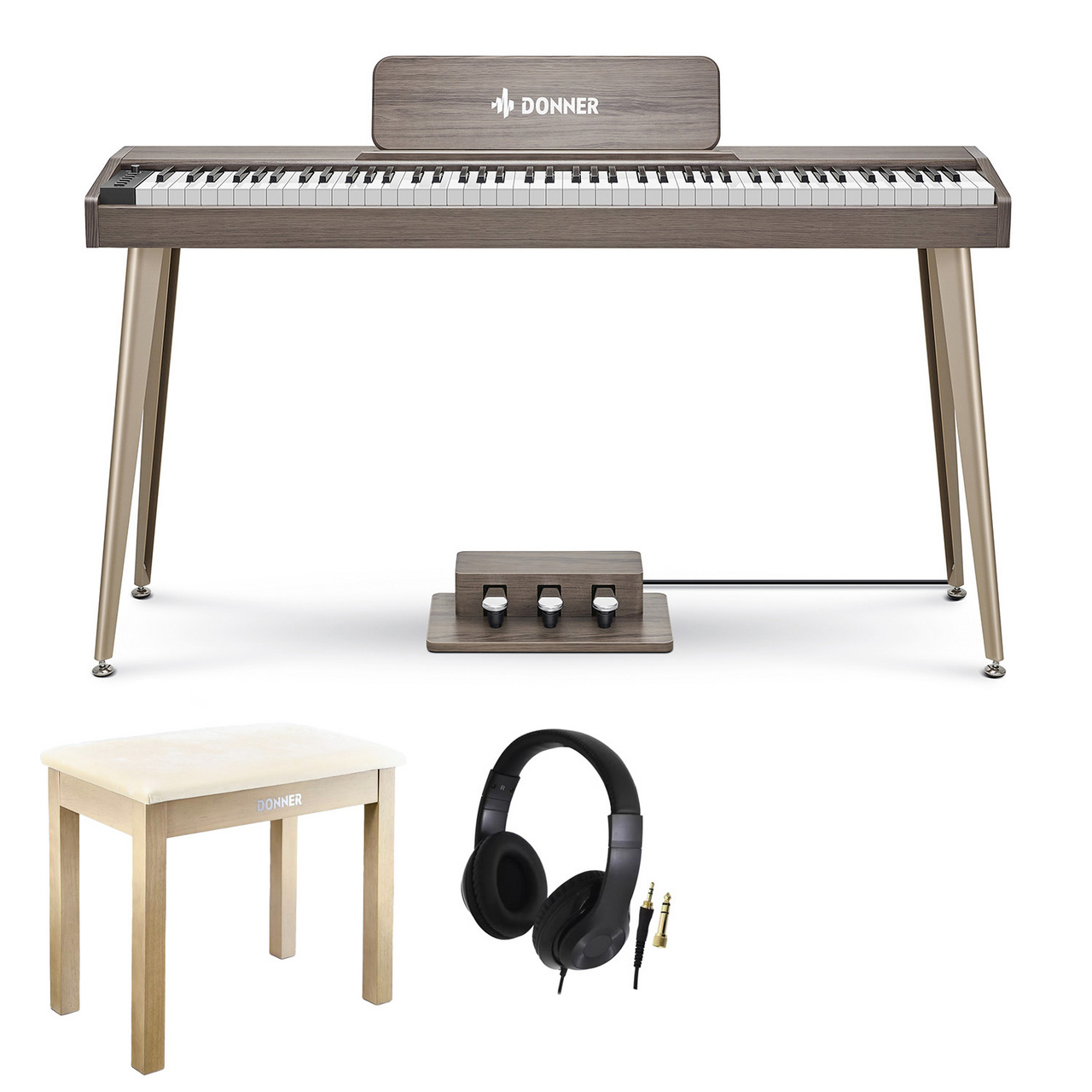 Donner 電子ピアノ DONNER DDP-60 電子ピアノ 3ペダル付 グレー Donner