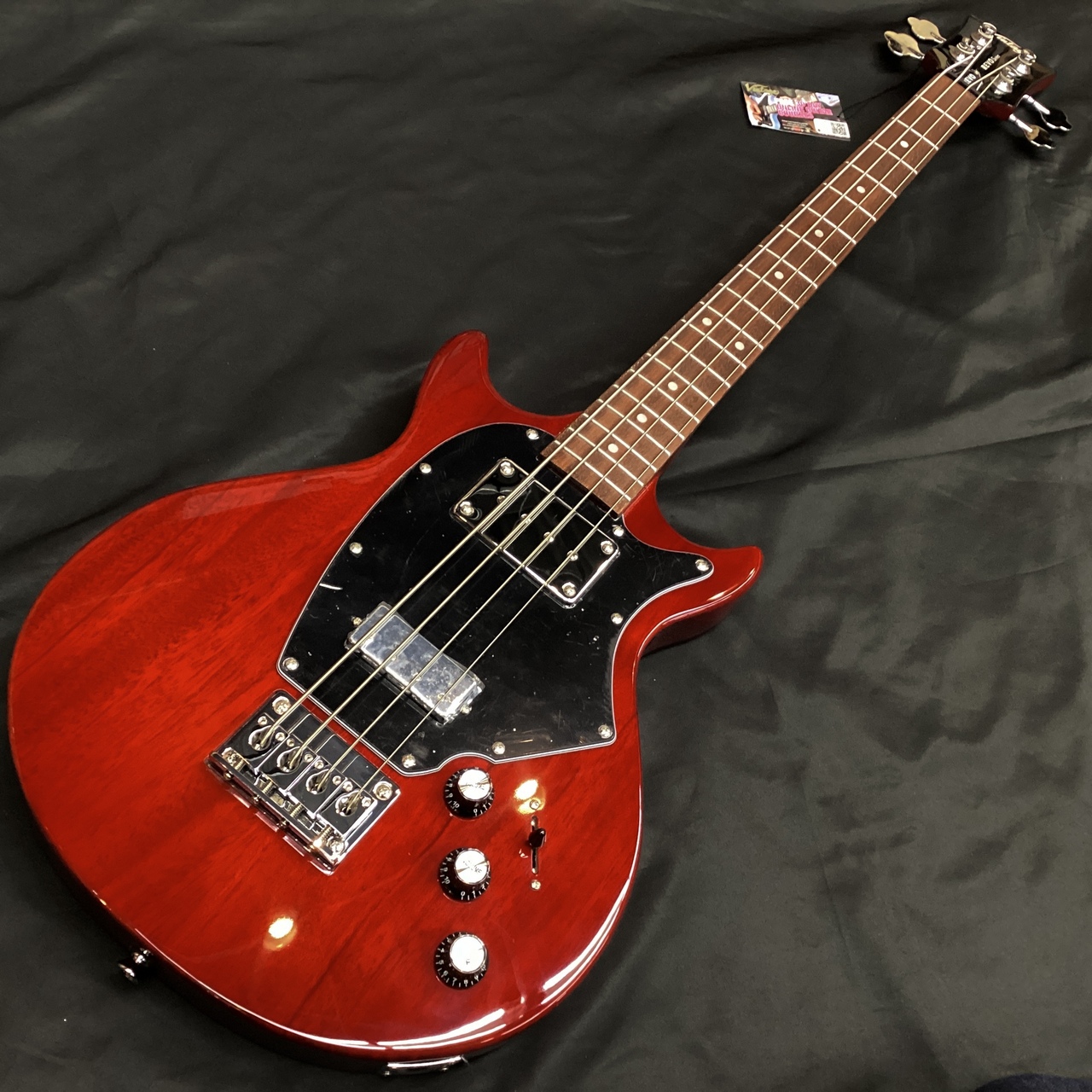 Vintage VRB70CR REVO Series 'Callan' Bass/See Thru Cherry Red