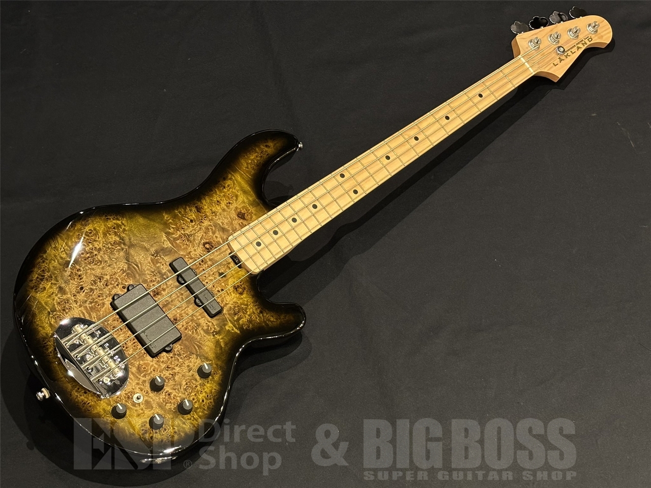 Lakland SL44-94 Deluxe Poplar Burl / Dark Oak Green Sunburst
