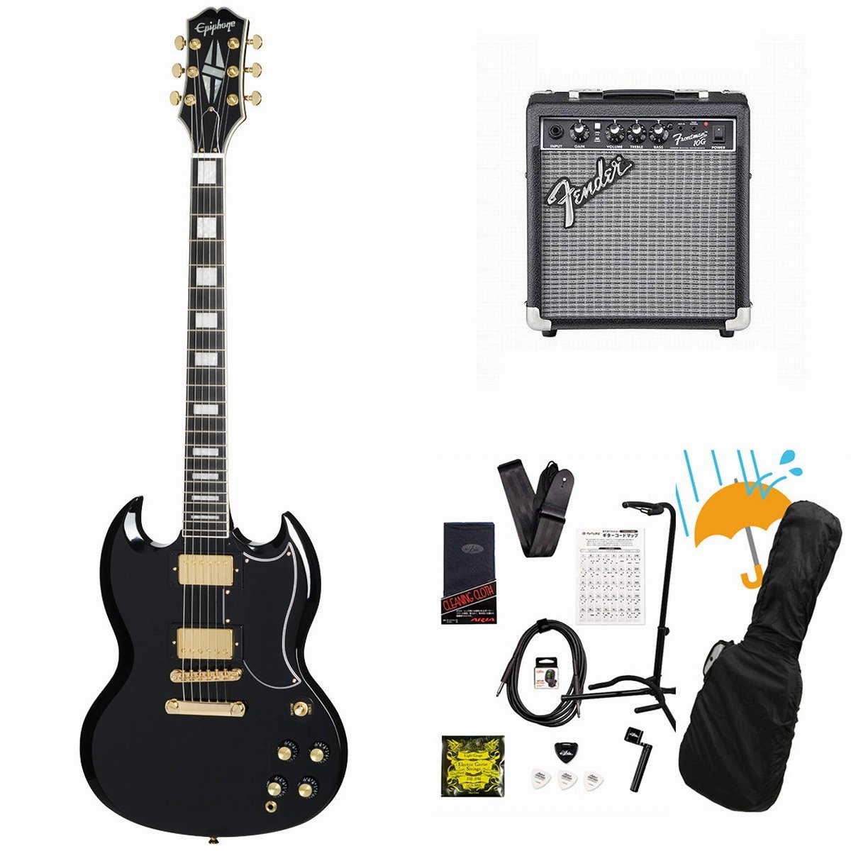 Epiphone Inspired by Gibson SG Custom Ebony Fender 10Wアンプ付属