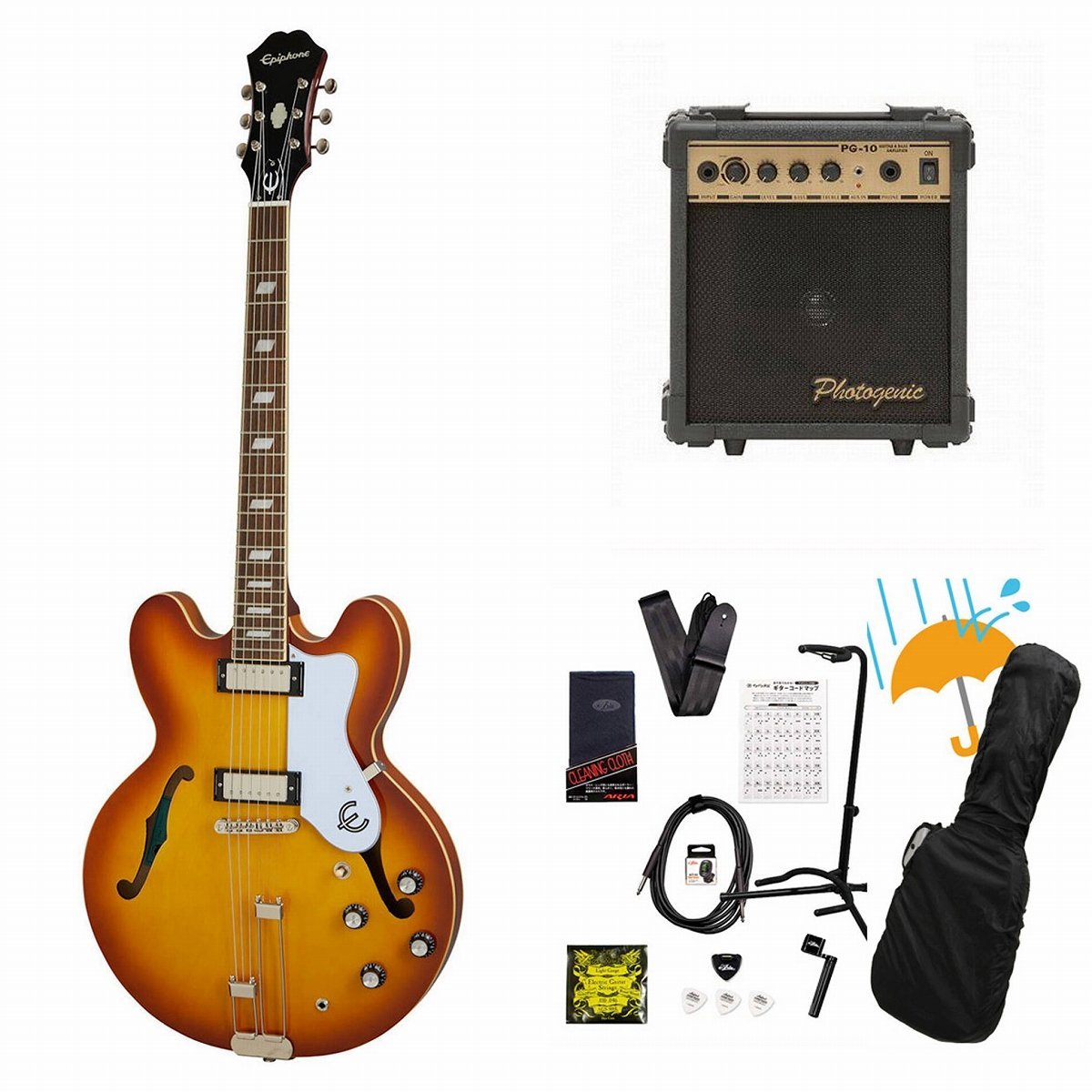 Epiphone Riviera  Tan エピフォン　セミアコ Epiphone Riviera Royal Tan エレキギター 初心者14点セット