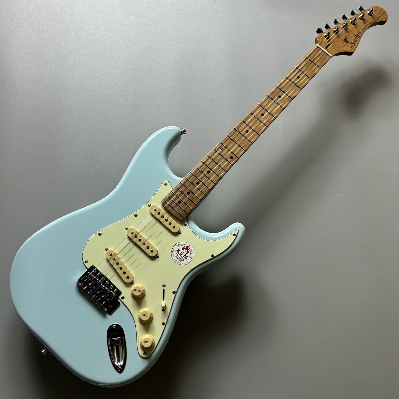 Bacchus BTS-1R グリーンのストラトタイプ ソフトギターケース付