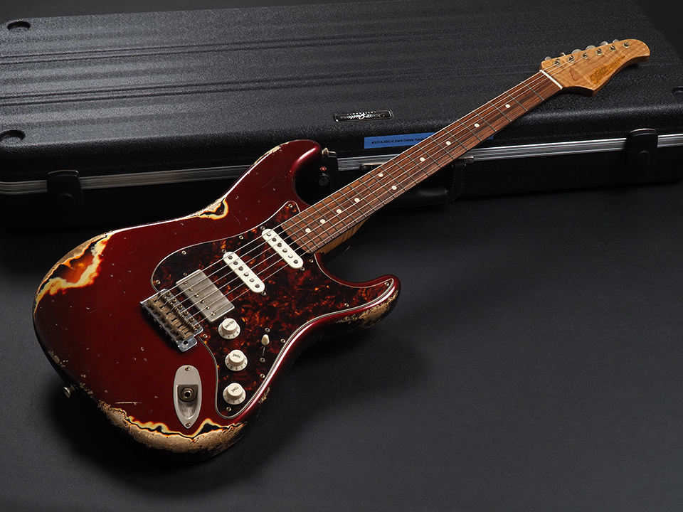 Xotic XSC-2 Ash/Rose Heavy Aged ~Dark Candy Apple Red Over 3-Tone