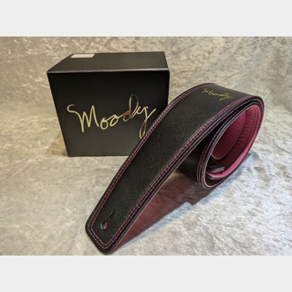 moodyMOODY STRAP 2.5" LEATHER BACKED GUITAR STRAP - BLACK/PINK