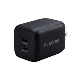 ELECOM ACDC-PD4365BK USB Power Delivery 65W キューブAC充電器(C×2) Type-C