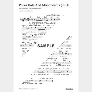 楽譜Polka Dots And Moonbeams（移調バージョン in D）