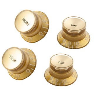 Gibson Top Hat Knobs with Inserts 4 pack (Aged Gold/Gold Metal Insert) [PRMK-030]
