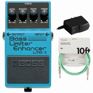 BOSSLMB-3 Bass Limiter Enhancer ベースリミッター 純正アダプターPSA-100S2+Fenderケーブル(Surf Green/3m)