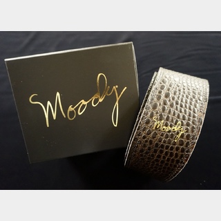 moody 2.5" FAUX GATOR LEATHER BACKED GUITAR STRAP - DARK BROWN/BLACK Standard【同梱可能】