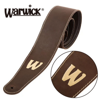 WarwickTeambuilt Genuine Leather Bass Strap -Brown / Gold Embossing- │ ギター/ベースストラップ