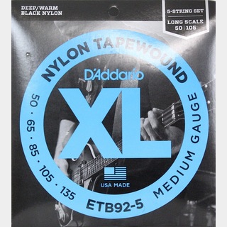 D'Addario ダダリオ ETB92-5 Black Nylon Tapewound 5弦エレキベース弦