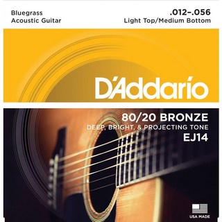 D'Addario 80/20 Bronze Round Wound Acoustic Guitar Strings EJ14 (Light Top，Medium Bottom/12-56)