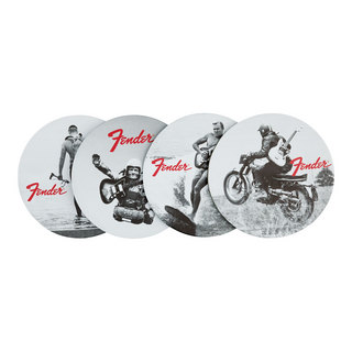 Fender Fender フェンダー Vintage Ads 4-Pk Coaster Set Black and White コースターセット