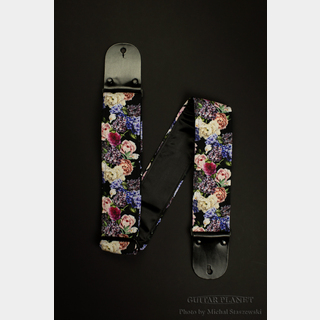 Mr.Strapsky Rose Guitar Strap -Black Italian Satin- w/Black Glossy Leather Ends 【エレキ館在庫商品】