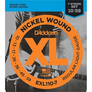 D'Addario XL Nickel Electric Guitar Strings EXL110-7 (Regular Light 7-string/10-59)