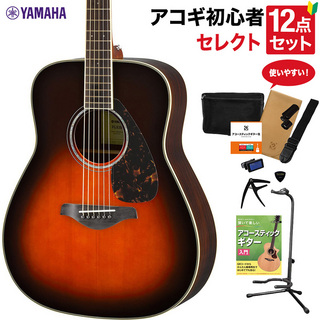 YAMAHAFG830 TBS アコースティックギター 教本付きセレクト12点セット 初心者セット ローズウッド