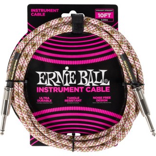 ERNIE BALL Braided Instrument Cable 10ft S/S (Emerald Argyle) [#6426]