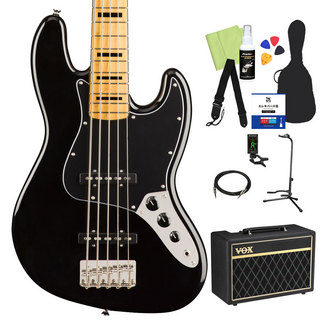 Squier by Fender SQ CV 70s JAZZ BASS V MN ベース 初心者12点セット【VOXアンプ付】BLK