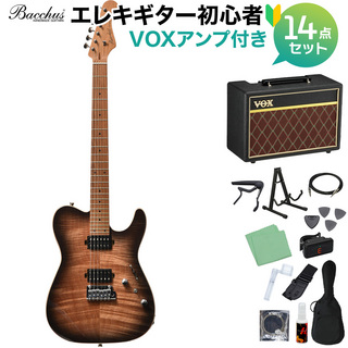 BacchusTAC24 FMH-RSM/M N-BK-B エレキギター 初心者14点セット【VOXアンプ付き】