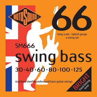 ROTOSOUND Swing Bass 66 Hybrid 6-Strings Set Stainless Steel Roundwound, SM666 (.030-.125)