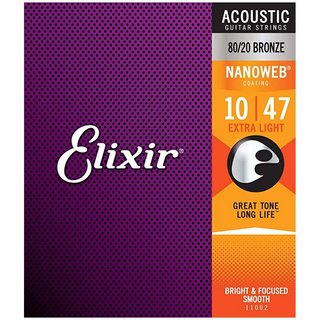 Elixirアコースティックギター弦 80/20 Bronze with NANO WEB / Extra Light / 11002
