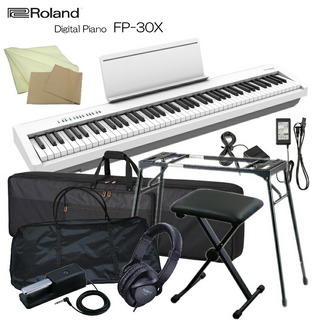 Roland電子ピアノ FP-30X ホワイト 88鍵デジタルピアノ「テーブル型スタンド/椅子/ケース2種付き」 ローランド