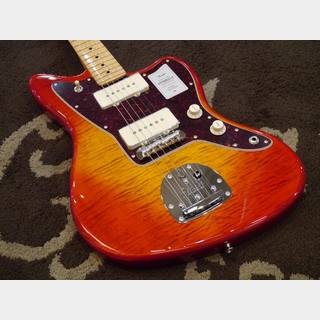 Fender 2024 Collection Hybrid II Jazzmaster Maple Fingerboard Flame Sunset Orange Transparent