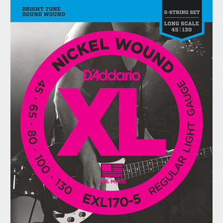 D'Addario EXL170/5 ニッケル 45-130 5-String レギュラーライト5弦エレキベース弦