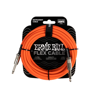 ERNIE BALL アニーボール EB 6421 FLEX CABLE 20’ SS  OR 20フィート 両側ストレートプラグ オレンジ ギターケーブル