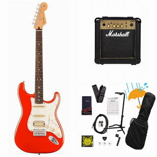 FenderPlayer II Stratocaster HSS Rosewood FB Coral Red Marshall MG10アンプ付属エレキギター初心者セットR