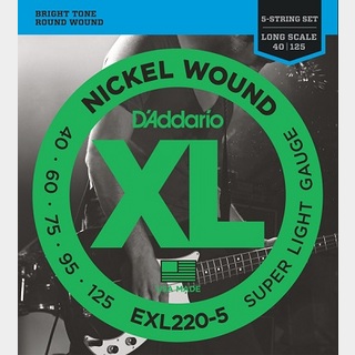 D'Addario EXL220-5 XL NICKEL 5-String Bass Strings Super Light 40-125 Long Scale 5弦ベース用  【渋谷店】