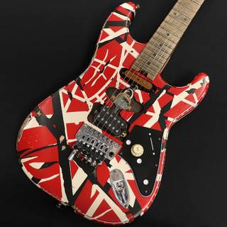 EVH Striped Series Frankie  Maple Fingerboard  Red with Black Stripes Relic