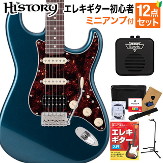 HISTORYHST/SSH-Standard DLB エレキギター初心者12点セット 【ミニアンプ付き】 日本製 ストラトキャスタータイプ