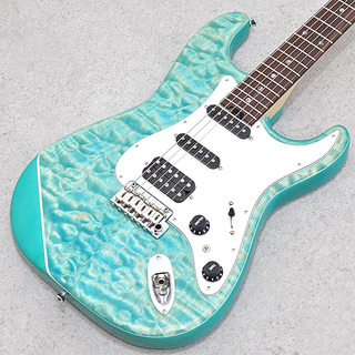 Kz Guitar Works ST Trad 22 SSH7 Quilted Maple Trans Aqua Blue 【Kz Guitar Worksにより開発された独自のRSジョイント】