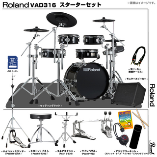Roland VAD316 [アンプ付きPearlツインペダルセット]【新商品 即納可能!! ローン分割手数料0%(24回迄)】