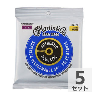 Martin MA175 Superior Performance Bronze Custom Light アコースティックギター弦×5セット