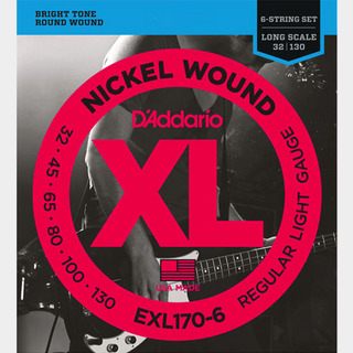 D'Addario EXL170-6 Regular Light 32-130 Long Scale 6-Strings ベース弦【福岡パルコ店】