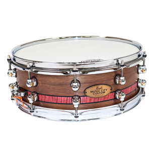 Pearl USA MUSIC CITY CUSTOM MCCW1450S/C Solid Walnut Shell 14×5 Red Figured Maple Two Bands