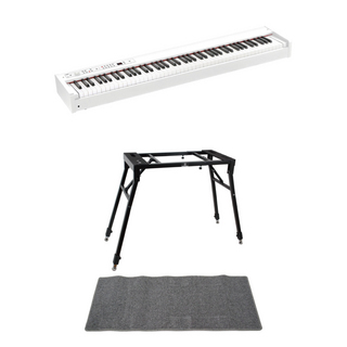KORGコルグ D1 WH DIGITAL PIANO 電子ピアノ ホワイトカラー 4本脚スタンド ピアノマット(グレイ)付きセット