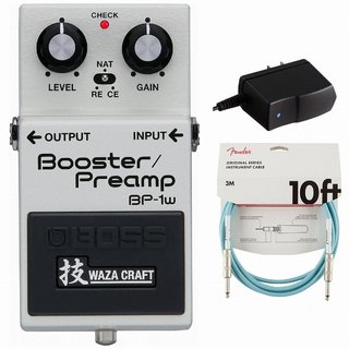 BOSSBP-1W Booster/Preamp ブースター 純正アダプターPSA-100S2+Fenderケーブル(Daphne Blue/3m) 同時購入セッ