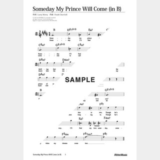 楽譜Someday My Prince Will Come（移調バージョン in B）