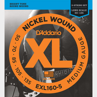 D'AddarioEXL160/5 ニッケル 50-135 5-String ミディアムゲージ5弦エレキベース弦
